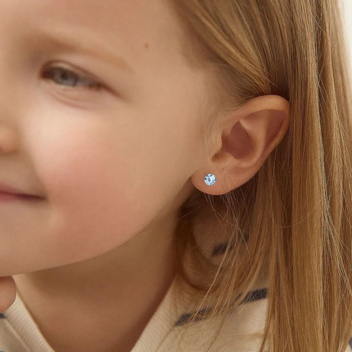 Pure 925 Sterling Silver(Chandi) White Zircon Piercing Stud Earrings For Girls|Women|Men|Baby Girls | Boys