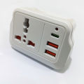 High Quality 5 in 1 Travel Extension Board Socket with Type C and @ USB Ports & Round pins | 2 AC Outlet Power Strip Multiprise 1 Convert 5 Extension Eu Power Plug Adapter For Home. 