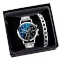 Classic Luxury Watch for Men / Boys With Silver Hand/Wrist Bracelet Chain. 