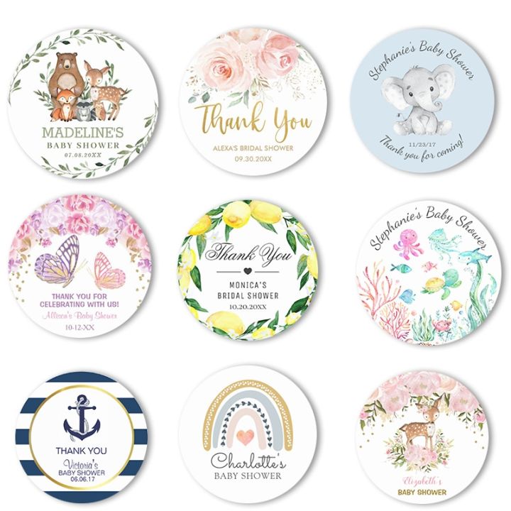 Personalized%20Baby%20Shower%20Thank%20You%20Favor%20Stickers,1.5~3%20Inch%20Waterproof%20Round%20Sticker,%20Labels%20for%20Children's%20Birthday%20Party%20-%20Image%202