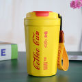 Coca-Cola Coffee Cup 304 Stainless Steel Vacuum Insulation Cup Car Accompanying Cup Portable Rope Water Cup. 