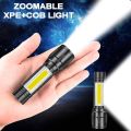 USB Charging XPE+COB LED Flashlight Lamp Torch With Clip Three Mode Zoomable Lamp Built in Battery with Box For Gift Light. 
