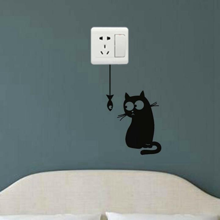 Cat Living Room DIY Bedroom Home Decor Wall Sticker Decal Switch Stickers
