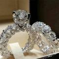 Trendy Classy Two Pieces Shinny Cubic Zircon Ring. 