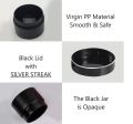 25gram Pack of 3 Premium Empty Black Color Cosmetic Pet Jar with Black cap and Silver Streak. 