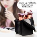 Travel Makeup Brush Bag Portable Cosmetic Brush Holder Organizer Waterproof Stand-Up Makeup Brush Pouch Zipper Toiletry Bag. 
