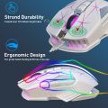 HXSJ T300 7 Keys 2400DPI 2.4G Colorful Luminous Wireless Mouse T300 White. 