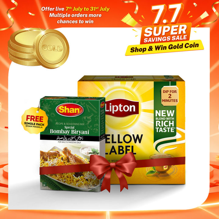 Single Pack Shan Bombay Biryani Masala with Lipton Tea Bags 100s