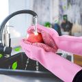 Magic Dish washing Gloves with scrubber, Silicone Cleaning Reusable Scrub Gloves for Wash Dish,Kitchen, Bathroom 1 Pair. 