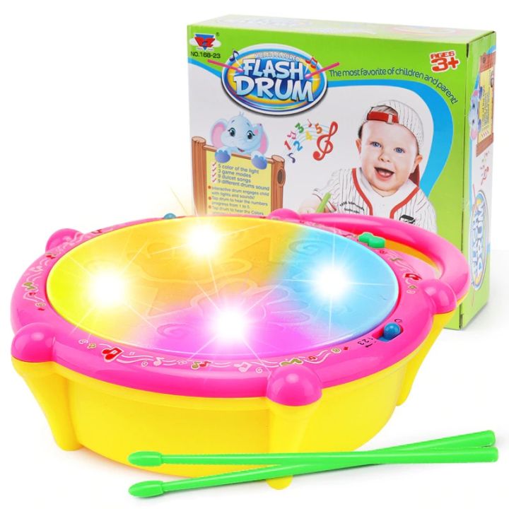 Mini Flash Drum Music Instrument Rattle For Kid Education Toy