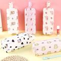 【Happier】 RAFELLA Cartoon Kawaii Pen Holder Students School Supplies Girls Boys Large Capacity Pen Case Canvas Pencil Case Pencil Bag Pencil Pouch. 