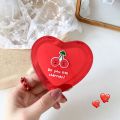 Korean Cute Heart Shaped Mini Makeup Mirror Compact Pocket Mirror Portable Double-Sided Folding Cosmetic Mirror Women Gifts. 