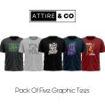NEW SUMMER COLLECTION OF AATIRE & CO PACK OF FIVE GRAPHIC TEES. 