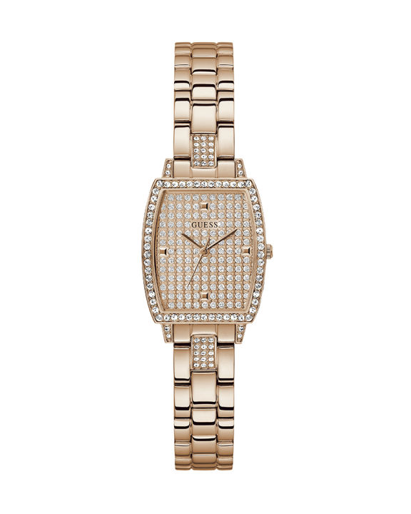 Guess Womens Brilliant Rose Gold Tone Stainless Steel Case Rose Gold Glitz Dial With Crystals Rose Gold Tone Stainless Steel Bracelet Watch-GW0611L3