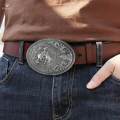 Men's Simple Western Cowboy Belt Buckle Cool Fashion Engraved Floral Vintage Style , Antique Silver. 