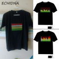 Sound Activated Light Up Flashing Rock Disco Equalizer Short Sleeve LED T-Shirt. 