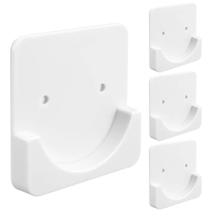 4 Pieces Adhesive Shower Curtain Rod Holder Shower Rod Retainer Wall Mount Holder, Shower Curtain Rod Not Included White