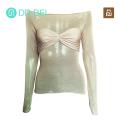 DR BEI T-shirt Stretchy Off Shoulder See-through Tee Shirt. 