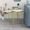 1 Piece / Set of 3 Round Coffee Table High Gloss Nesting End Tables - Round Wood Stacking Coffee Side Accent Tables with Metal Legs for Living Room, Home Office, Nightstands for Bedroom, Sturdy Easy Assembly - 3 Piece Modern Nesting Table Living Room. 