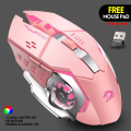 【Dual Mode】 High-Quality Wireless Bluetooth Gaming Mouse RGB with 6 Buttons & 3-Levels DPI Control - Breathing LED Light 2.4G Optical Wireless Mouse with MousePad & Side Buttons for Girls PC, Gaming, Laptop, Pubg, Mobile, iPad, Mac OS, Windows - By FunBug. 