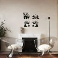 3D Wooden Wall Art 4 Pieces Wooden Panda Room Decoration Pair of Panda Wall Art Beautiful Wall Decor for Bedroom for Home and Shop. 