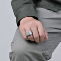 Custom Gold Square Signet Ring Stainless Steel Husband Father Jewelry Gifts Mens Retro Engraved Signet Rings. 