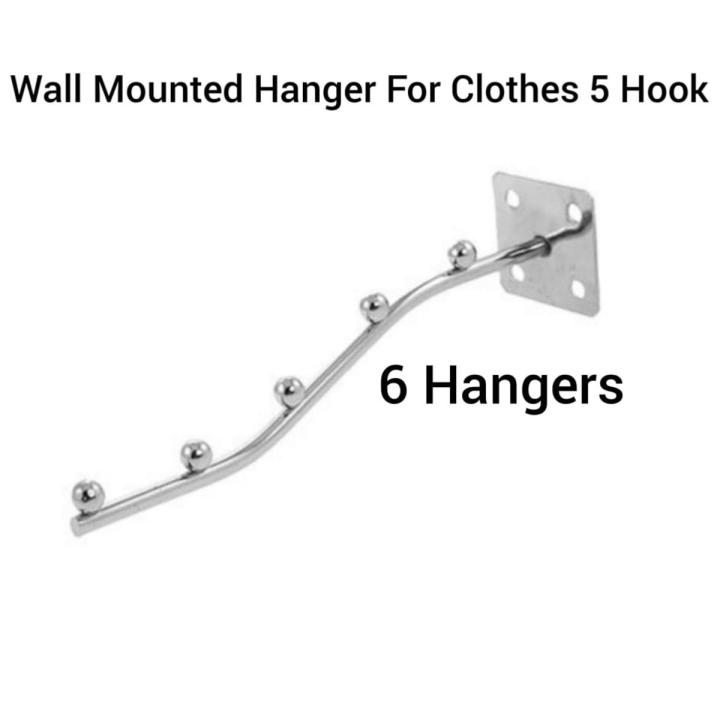 Stainless Steel 5 Hook Wall Mounted Hanger Display Hanger For Clothes Waterfall Shape Hanger-H Mart