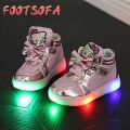 Girls Shoes Little Girls Princess Children Shoes with Light Baby Fashion Hook Loop Led Shoes Kids Light Up Glowing Sneakers(EU SIZE 21-30 /Pink) - intl. 