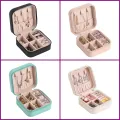Leather Jewellery Organizer Box with Zipper | Ear Rings & Necklace_Bracelets Holder | Small Jewelry Box Vanity Hanger Stand Velvet. 