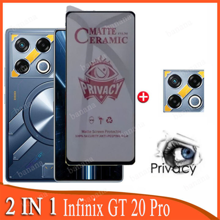 Infinix GT 20 10 Pro Tempered Glass 2 in 1 Screen Protector for Infinix Hot 40i 30i 20i 12i 10i 30 40 Pro 11 2022 11s NFC Anti-Spy Privacy with Camera Lens Glass Protector