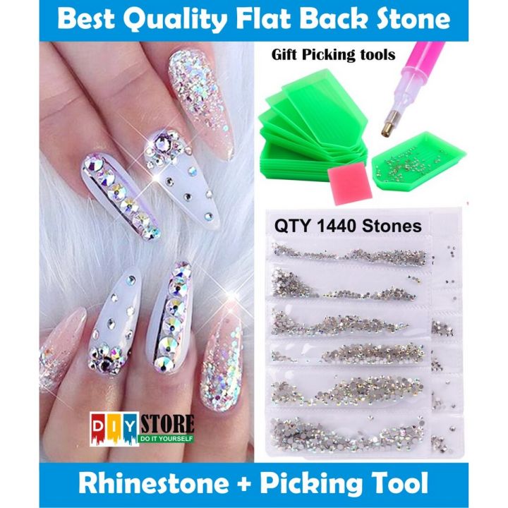1440 AB Rhinestones Crystal Flat Back With Picking Tool