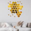 Pack of 6. Hexagon Mirror Wall Sticker Sets, DIY Geometric Removable Wall Decal, 3D Wall Stickers, Personalized Art Hexagonal Mirror for Home Living Room Bedroom. 