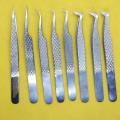 Pack of 8pcs Set Diamond Grip Volume Eyelash Extension Tweezers. 