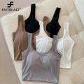 Ice Silk Tank Top Wireless Paded Lingerie Push Up Seamless Padded Vest Crop Top Tee Camisole Female Sleep Cami Bra. 