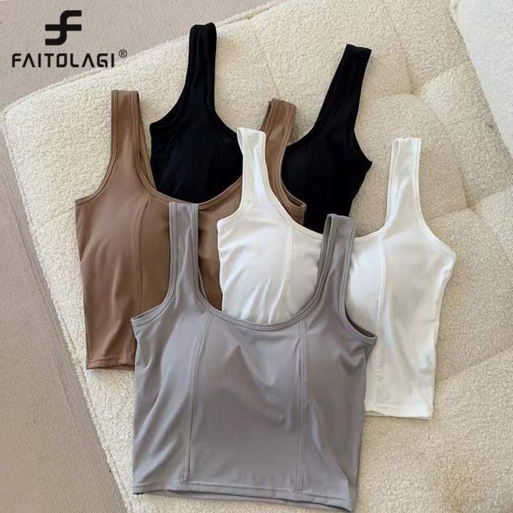 Ice Silk Tank Top Wireless Paded Lingerie Push Up Seamless Padded Vest Crop Top Tee Camisole Female Sleep Cami Bra