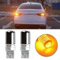 2Pcs Chrome 7440 T20 144SMD Amber Canbus Error Free LED Lamp Bulb Turn Signal Light. 