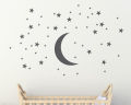WallsArtstore Moon and Stars Wall Art Stickers  Nursery Wall Stickers Pack of 100 Stars and Moon Stickers. 