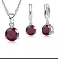 New Fashion Women Pendants Necklace Simple Geometry Circle Earrings Crystal 925 Sterling Silver Jewelry Sets for Wedding. 