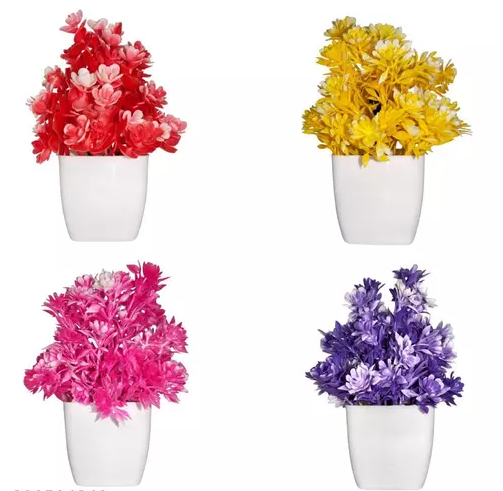 ( Set of 4)  Jini Cute Mini artificial flower Home Decoration Office Multicolor Randomly Colors