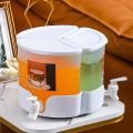 Rotating Large Capacityre Frigerator Cold Kettle With Lid And Faucet Split Fruit Teapot Lemonade Bucket Three-grid Rotating Ice Water Jug Household Juice Cold Drink Pot for Ice Tea Wine Coffee. 