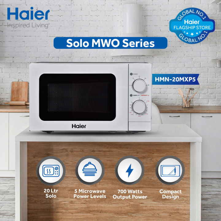 Haier 20L/Solo/HMN-20MXP5(Alarm Signal+ Halogen Interior Light+ Mechanical Rotary Control)/Microwave Oven/1 Year Warranty