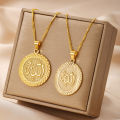 [ New ] Gold Plated Ala Pendant Necklace Jewelry round Oval Pendant Chain Male Couple Middle East Get Goods Ornament. 