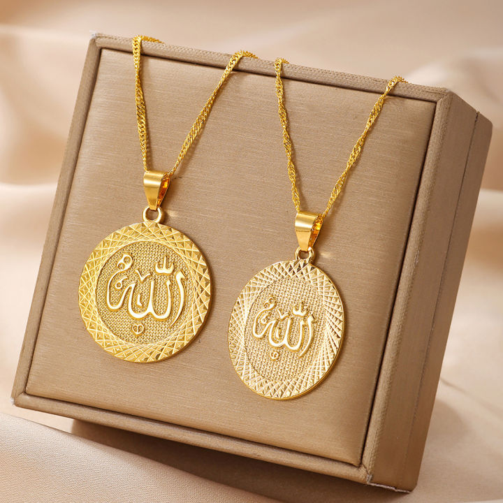 [ New ] Gold Plated Ala Pendant Necklace Jewelry round Oval Pendant Chain Male Couple Middle East Get Goods Ornament