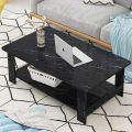 Coffee Table with 2 Tiers Storage Shelf, MDF Sofa Table for Living Room, Office Furniture by RM Center. 