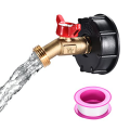 275-330 Gallon IBC Tote Tank Adapter, Ibc Tote Fittings, S60 X 6 Coarse Thread + Garden Hose Valve Faucet. 