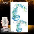 OMMGO Seahorse Dolphin Ocean Temporary Tattoos Sticker Watercolor Tattoo Flash Custom Tatoo For Children Women Body Art Arm. 