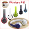 P47 P9 Wireless Bluetooth Headphones Latest 5.0 EDR with Mic Stereo Headset Supports FM Radio / TF Card / AUX Cable. 