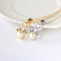 2pcs/set Heart Big Sis Lil Sis Necklace For 2 Handstamped Bff Chains Pendant Family Necklace Engraved Girl Sister. 