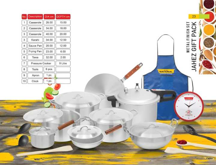 National Metal Finished Jhaiz Set Gift set Cookware set 23pcs Best quality ever Cookware Sets