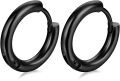 1 Pair (2 Pcs) Hoop Stud Earrings Set - Unisex Stainless Steel Earrings for Boys Ear Tops for Boys  - Black Earrings for Girls - Ear Rings for Boys Earings - Bts Jewellery. 